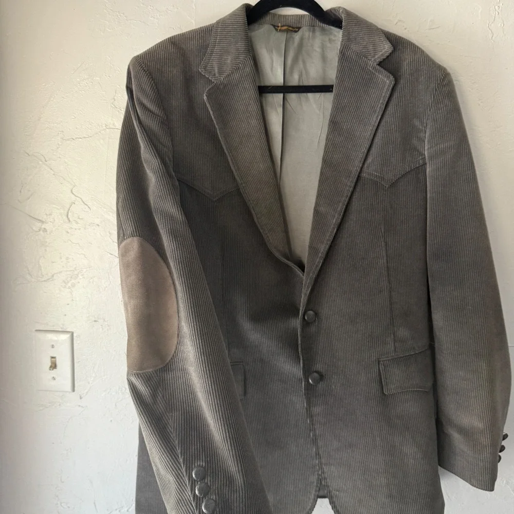 Vintage 70s Levi's Western Wear Corduroy Sport Coat Jacket Gray Mens 42L‎ Cowboy